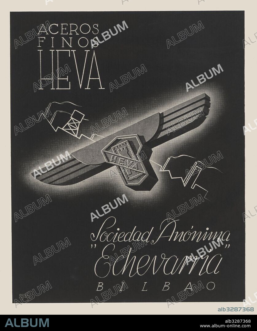 Publicidad. Aceros finos Heva, de Echevarría S.A., de Bilbao. Año 1940.