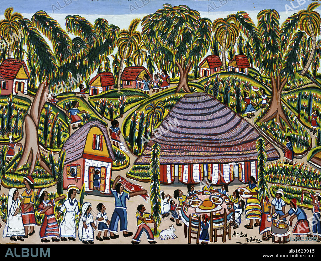 Communion Celebration by Montas Antoine, oil on board, Private Collection.