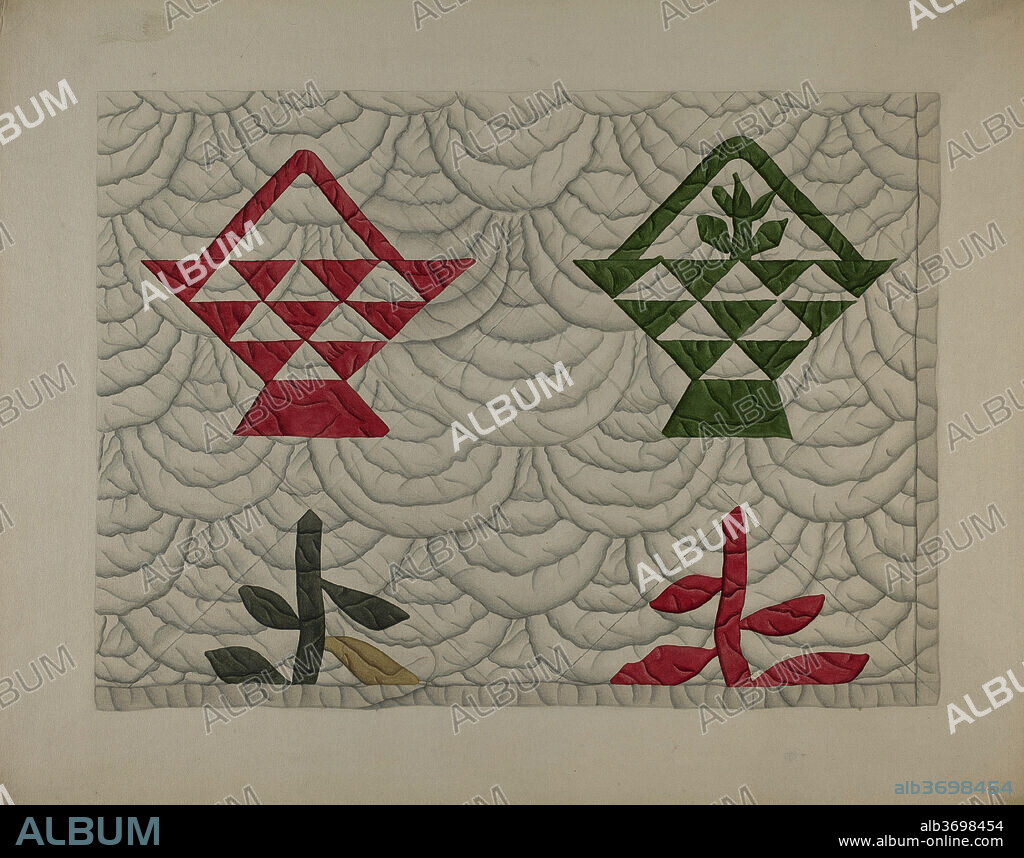 EDWARD WHITE. Quilt - Basket Design. Dated: c. 1937. Dimensions: overall: 35.1 x 44.2 cm (13 13/16 x 17 3/8 in.). Medium: watercolor and graphite on paperboard.