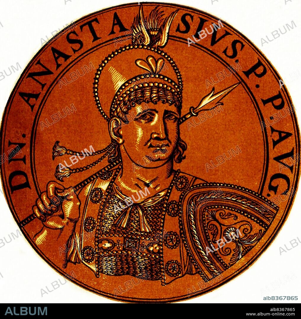Turkey / Byzantium: Anastasius II (-719), Byzantine emperor, from the book <i>Icones imperatorvm romanorvm</i> (Icons of Roman Emperors), Antwerp, c. 1645. Anastasius II, also known as Anastasios II and originally named Artemius, was a bureaucrat and imperial secretary in the Byzantine court. He was proclaimed emperor by the Opsician army after they had overthrown Emperor Philippicus. Changing his name to Anastasius, he took the throne and turned on those who had aided his rise by executing those directly involved in the conspiracy against Philippicus.