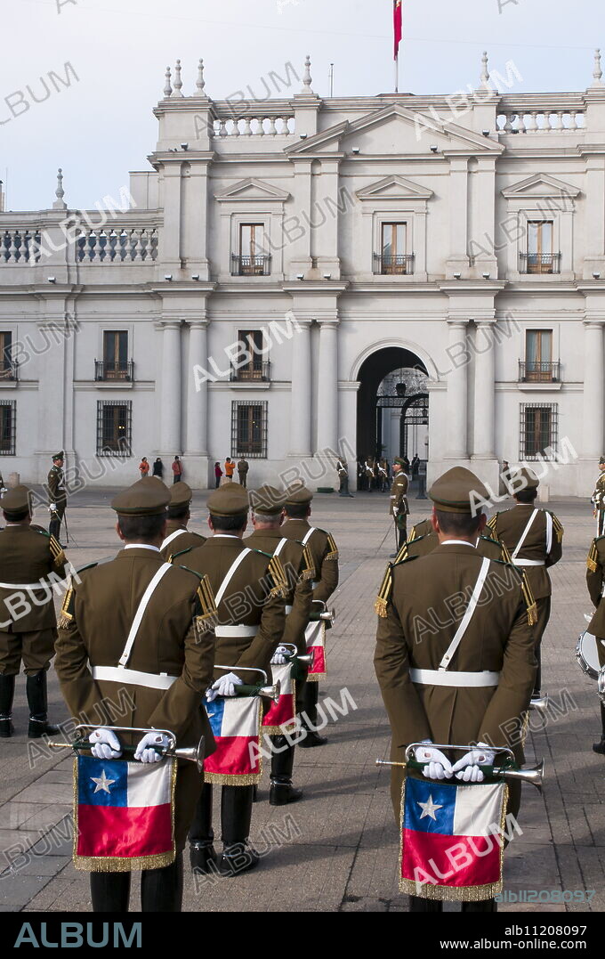Changing of the Guard at Palacio de la Moneda, Santiago, Chile, South America.