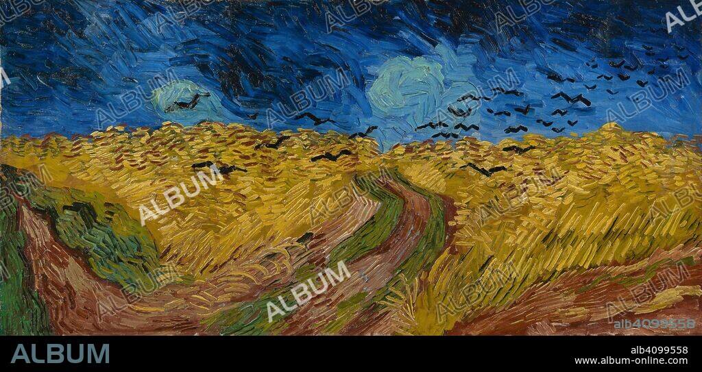 VINCENT VAN GOGH. Wheatfield with Crows. Date: July 1890, Auvers-sur-Oise. Dimensions: 50.5 cm x 103 cm, 69.8 cm x 122.7 cm.