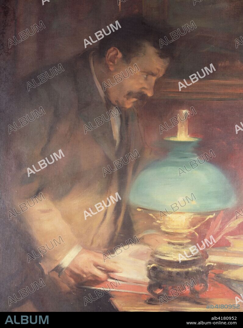 LUIS GRANER (1863-1929). CASELLAS , RAIMON ESCRITOR ESPAÑOL . BARCELONA 1855 - 1910 OLEO DE LLUIS GRANER , AÑO 1894 MUSEO DE ARTE MODERNO.