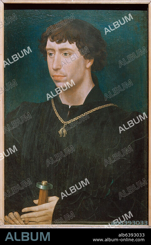 Karl der Kühne, Herzog von Burgund (1467-77), Dijon 10.11.1432-Nancy 5.1.1477.-Porträt in jüngeren Jahren als Graf von Charolais.-Gemälde, um 1454/60, Werkstatt (?) des Rogier van der Weyden (1399/1400-1464). Eichenholz, 51 x 33,5 cm, Malfläche 50 x 32,5 cm. Inv.Nr. 545.