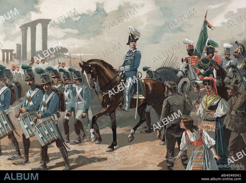 Europa. Italia. Entrada en Roma por las tropas de Victor Manuel II (1820-1878) en 1870 tras la ocupación de los Estados pontificios. Grabado de 1896.