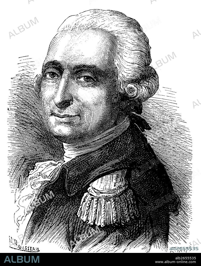 François Laurent D'Arlandes (1742-1809), marqués de Arlandes, uno de los primeros astronautas al tripular el globo de los hermanos Montgolfier en 1783. Grabado de 1873.