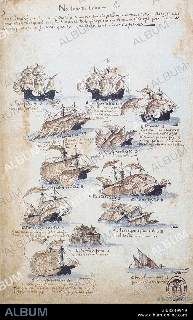 ANÓNIMO. The fleet of Pedro Álvares Cabral in 1500. From Livro das Armadas.