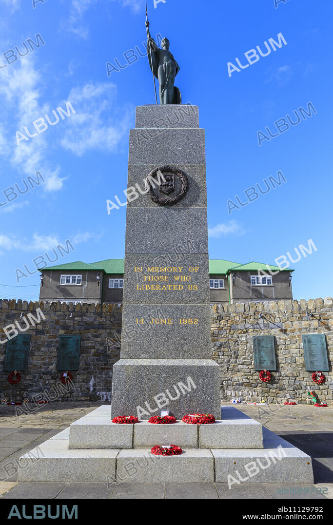 1982 Falklands War Memorial, Liberation Monument, Secretariat, Central Stanley, Port Stanley, Falkland Islands, South America.