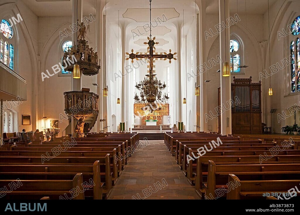Interior of the Protestant Church St. Nicholas in Kiel, Schleswig-Holstein, Germany