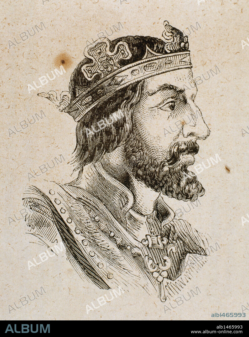 Rey WITIZA (700 a 709). Sucesor de Egica. Convocó el XVIII Concilio de Toledo y añadió nuevas leyes al Liber Iudiciorum. Grabado.