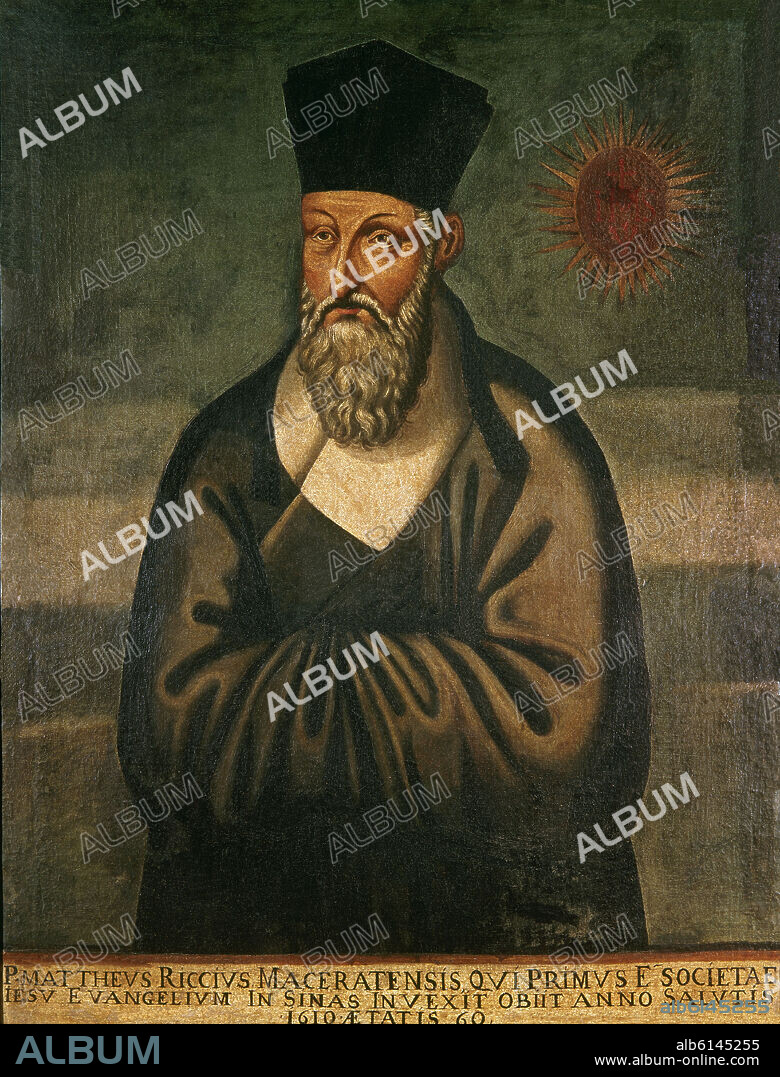 YU WENHUI. Portrait of Father Mateo Ricci (1552-1610), Jesuit and Italian traveller. Founder of the catholic missionary movement in China.. Rome, Gesu church.