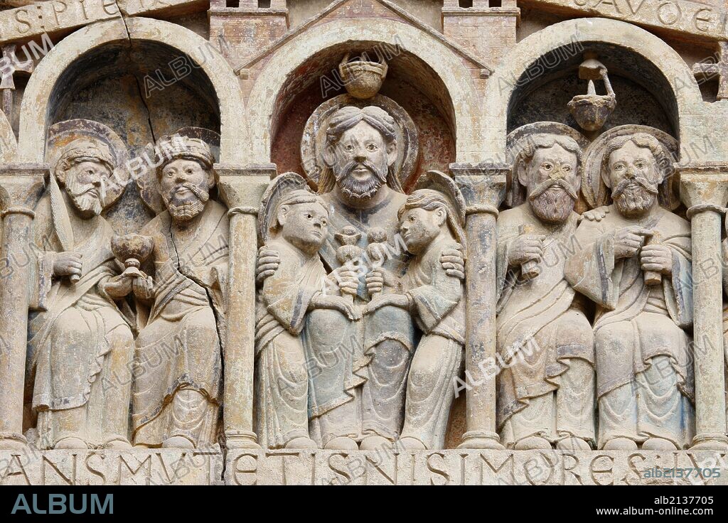 Sainte Foy abbey church tympanum, Abraham.