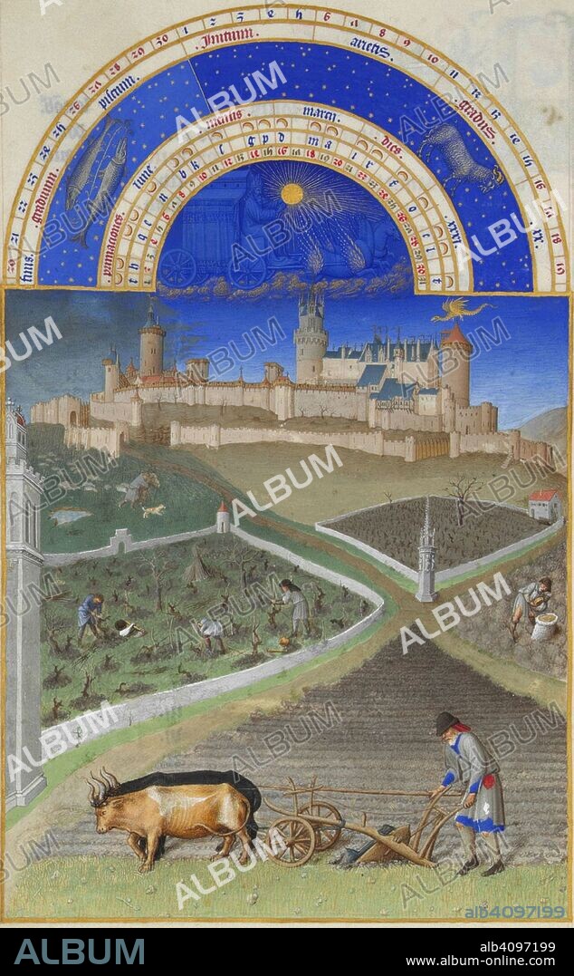 LIMBOURG BROTHERS. March (Les Très Riches Heures du duc de Berry).