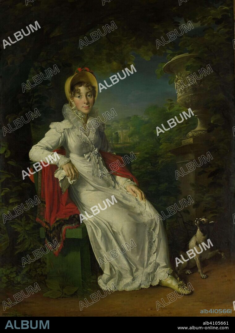 FRANÇOIS PASCAL SIMON. Carolina Ferdinanda Louisa of Sicily (1798-1870). Wife of Charles Ferdinand, Duc de Berry, in the Park of Bagatelle in the Bois de Boulogne (near Paris). Dating: 1820 - 1837. Measurements: h 194.5 cm × w 142.5 cm; d 6.8 cm.
