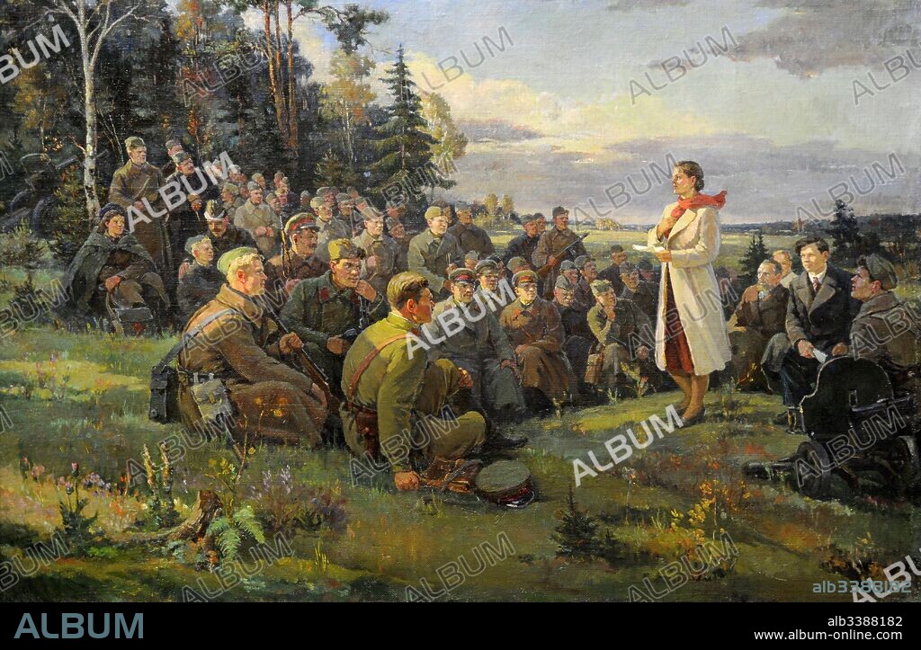 Brone Jaceviciute (1919-2013). Pintor lituano. Escritores en la 16º División Lituana, 1953. Galería Nacional de Arte (National Gallery of Art). Vilna (Vilnius). Lituania.