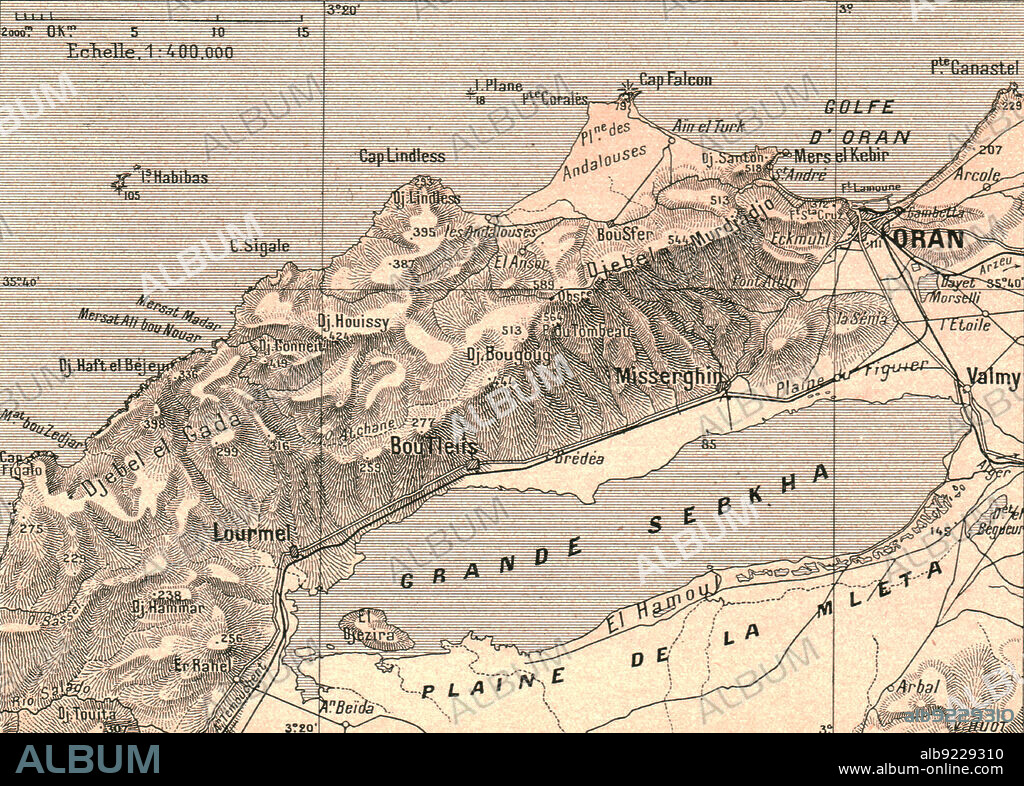 ''La Sahel d'Oran et la Grande Sebkha; Afrique du nord', 1914. From "Grande Geographie Bong Illustree", 1914.