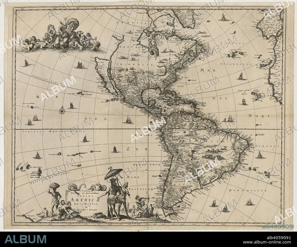North and South America. Novissima et accuratissima Totius Americae Descrip. [Amsterdam], [1670?]. A map of North and South America.  Image taken from Novissima et accuratissima Totius Americae Descriptio, per G. Ã  Schagen.  Originally published/produced in [Amsterdam], [1670?]. . Source: Maps.*69810.(30),.