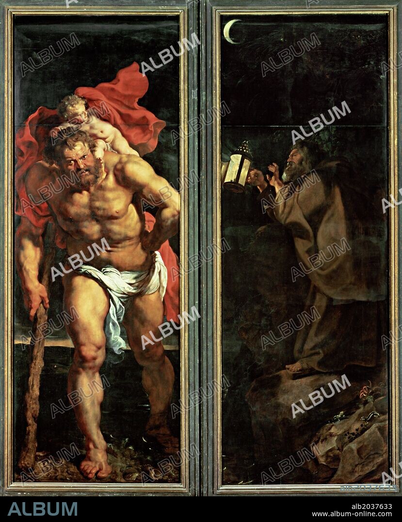 Peter Paul Rubens / 'The Descent from the Cross. Outside panels: Saint Christopher carrying the Child child and A hermit saint.', 1612-1614, Oil on canvas.