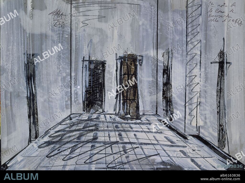 FEDERICO GARCÍA LORCA. DIBUJO-BOCETO-CASA DE BERNARDA ALBA.