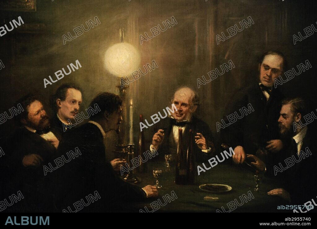Otto Brausewetter (1835-1904). Pintor alemán. "Una reunión nocturna de pintores en Stoddarta, Gdansk. 1862. Museo Nacional. Gdansk. Polonia. Europa.