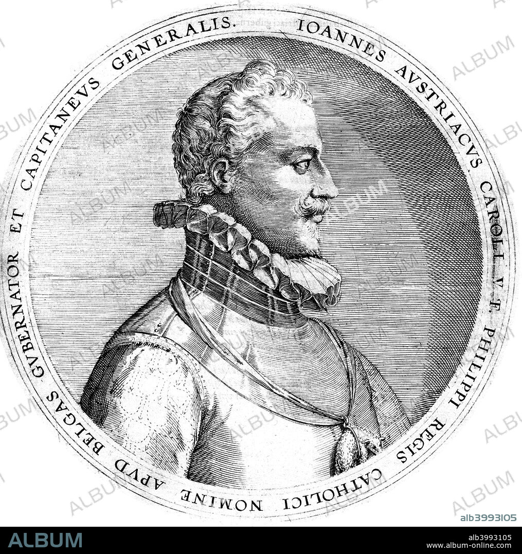 Don John of Austria, 16th century Spanish soldier, 17th century. Don John (1545-1578) was the illegitimate son of the Emperor Charles V, and half-brother of Philip II of Spain. With the Spanish, Venetian and Papal fleets he defeated the Turks at the Battle of Lepanto, 7 October 1571. He was appointed Governor of the Netherlands in 1576.