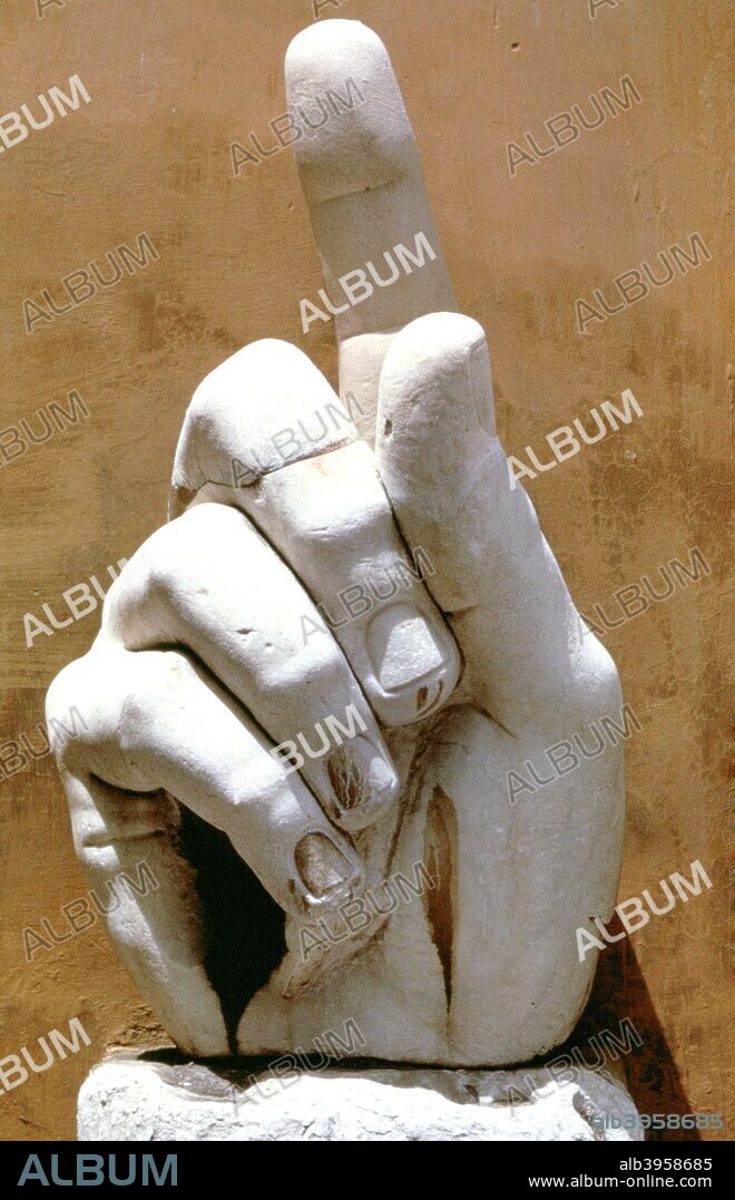 Right hand from a colossal statue of Emperor Constantine, 330 AD. From the Palazzo dei Conservatori, Rome.