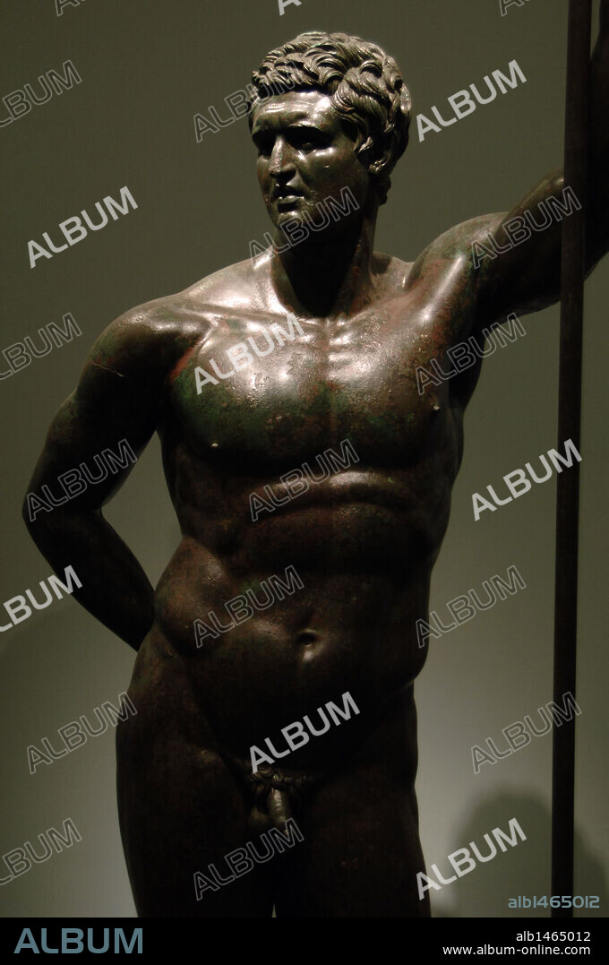 Greek Art. Hellenistic prince represented in heroic nudity. Derives from the statue by Lysippus of Alexander the Great. Is generally considered as the representation of an early portrait of Attalus II, king of Pergamon. Is dated to the 2nd century B.C. Palazzo Massimo. National Roman Museum. Rome. Italy.
