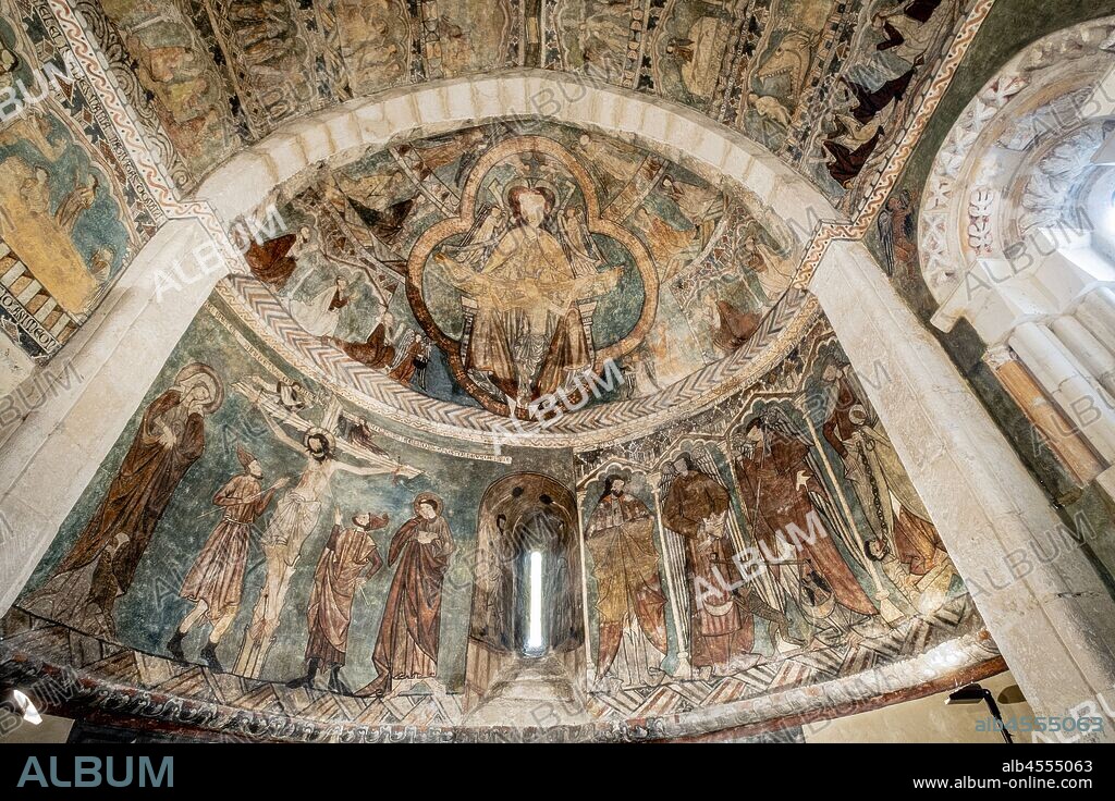pinturas góticas, ábside, Iglesia de San Martín de Tours, Gazeo, Álava, Spain, Europe.