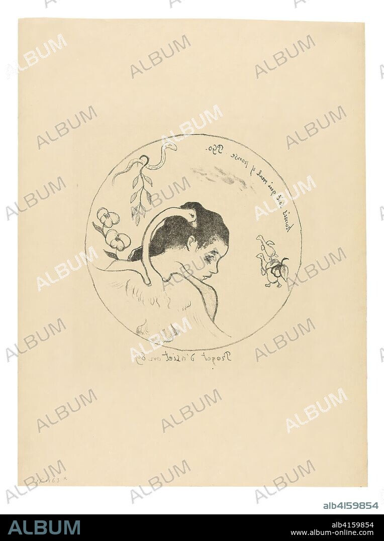 Projet d'assiette (Leda) (Design for a Plate [Leda]), frontispiece from the Volpini Suite. Paul Gauguin (French, 1848-1903); published by Ambroise Vollard (French, 1867-1939). Date: 1889. Dimensions: 217 × 205 mm (image); 441 × 331 mm (sheet). Zincograph in black on ivory wove paper (imitation Japanese vellum). Origin: France.