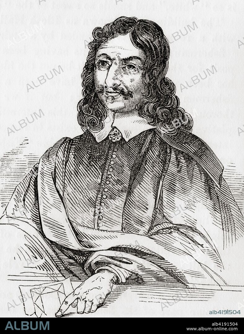 William Lilly, 1602 - 1681.  English astrologer, author, translator and astrological consultant.   From Old England: A Pictorial Museum, published 1847.