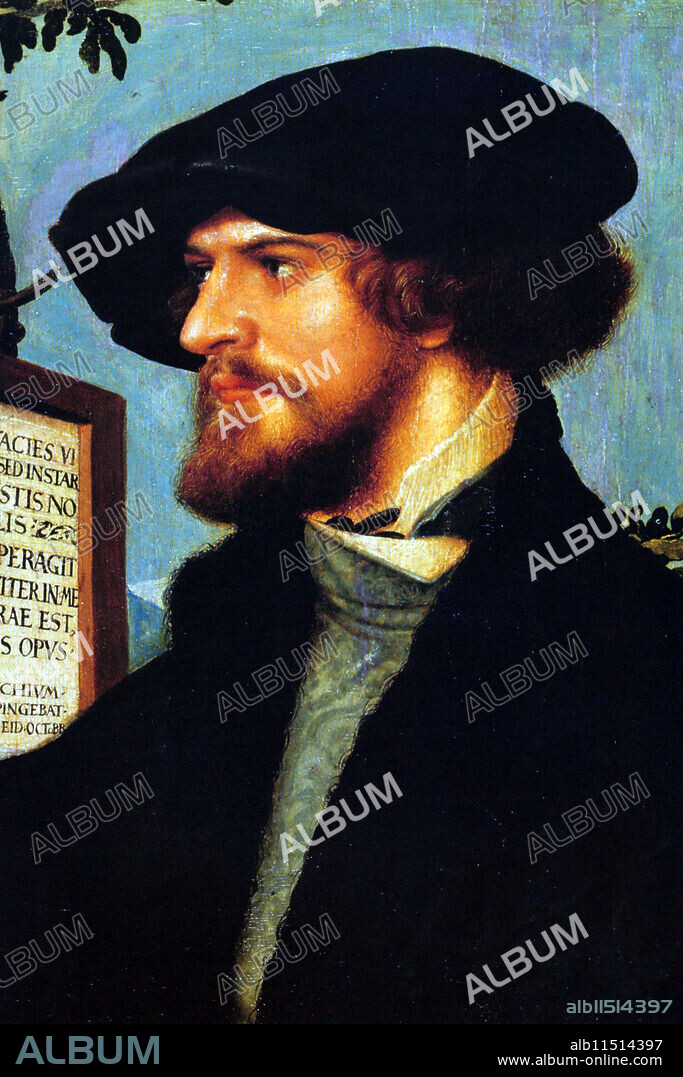 Portrait of Boniface Amerbach; one of Holbein's first commissions as a master painter in Basel. The young academic Bonifacius (or Boniface) Amerbach (1495–1562), a printer's son, became a friend and admirer of Holbein, as both men mixed in humanist circles in Basel. Amerbach, who went on to teach Roman law at Basel University, was also a friend of the great humanist scholar Desiderius Erasmus, who made him his sole heir.  Hans Holbein the Younger (c. 1498 — between 7 October and 29 November 1543) was a German artist and printmaker who worked in a Northern Renaissance style. He is best known as one of the greatest portraitists of the 16th century. He also produced religious art, satire and Reformation propaganda, and made a significant contribution to the history of book design. He is called "the Younger" to distinguish him from his father, Hans Holbein the Elder, an accomplished painter of the Late Gothic school.