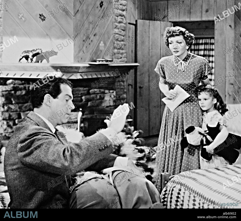 CLAUDETTE COLBERT y FRED MACMURRAY en LUNA SIN MIEL, 1948 (FAMILY HONEYMOON), dirigida por CLAUDE BINYON. Copyright UNIVERSAL PICTURES.