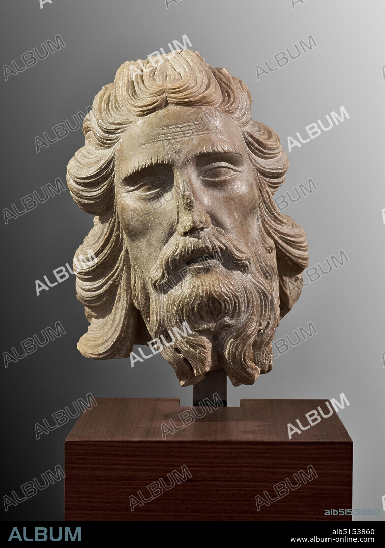 Florence, Museum of the Cathedral (Museo dell'Opera del Duomo - Santa Maria del Fiore): marble head of St. John the Baptist, by Tino di Camaino, about 1320.