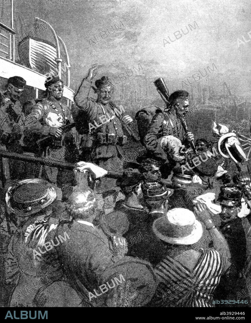 Scottish Highlanders of the British Expeditionary Force at Boulogne, France, First World War, 1914. Illustration from The Great War by HW Wilson, Vol I, (London, 1914).