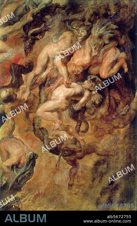 PETER PAUL RUBENS. Rubens, Peter Paul 1577-1640. "Der Höllensturz der Verdammten". (Ausschnitt). Öl auf Eichenholz, 288 × 225 cm. München, Alte Pinakothek.