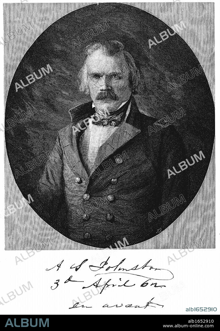 Albert Sidney Johnston (1803-1862) American Confederate (southern) general in American Civil War 1861-1865. Mortally wounded at Shiloh. Engraving.