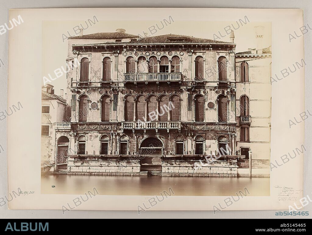 Carlo Naya, Venezia - Palazzo Manzoni-Angarani, 1892, albumin paper, cardboard, black and white positive process, sheet size: height: 27.00 cm; width: 35.50 cm, stamp engraving: below: Naya Fotografo, architectural photography, travel photography, facade ,house, building, profane architecture, hist. building, locality, street.
