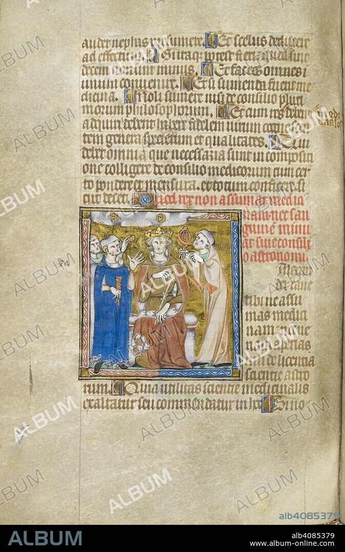 King (Alexander) with an astrologer and a physician. Pseudo-Aristotle, Secretum Secretorum , translated by Philip of Tripoli (Philippus Tripolitanus). 1326-1327. Source: Add. 47680, f.53v.