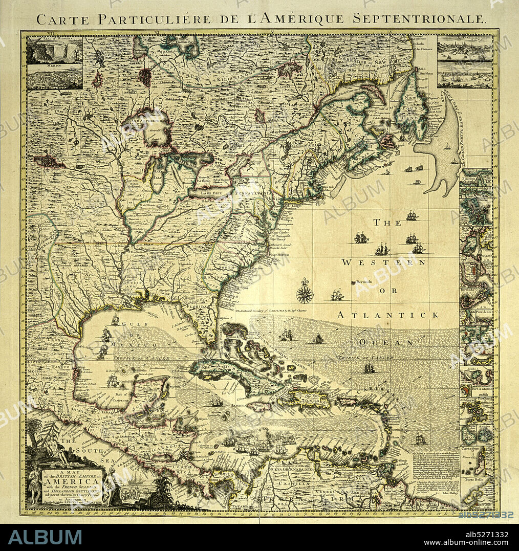 A map of the British Empire in America , cartographic, Maps, 1750, Popple, Henry, d. 1743, Condet, Johannes, 1711-1781.