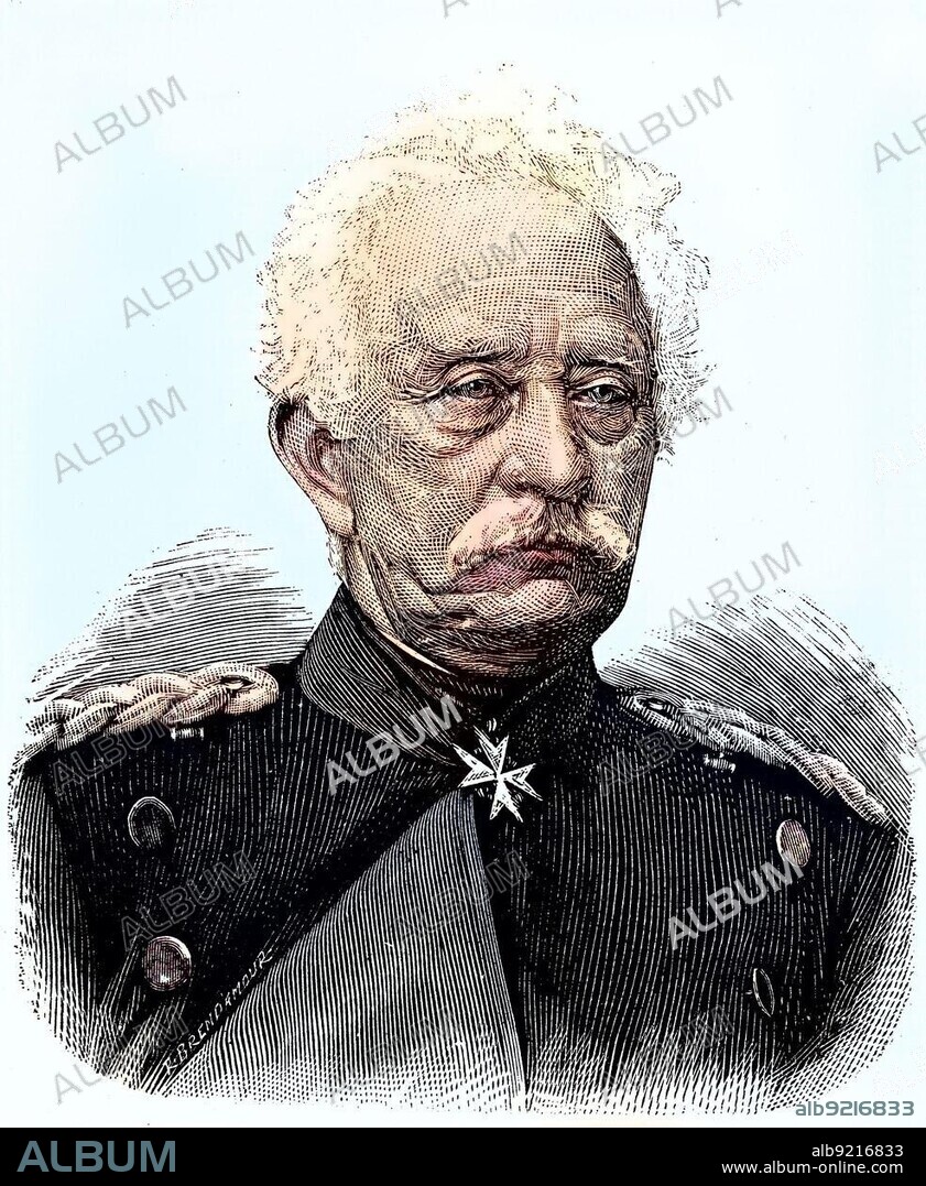 Karl Friedrich von Steinmetz, 1796, 1877, was a German field marshal. He was born in Eisenach and joined the army of Prussia during the War of Liberation, Situation from the time of the Franco-Prussian War, 1870-1871, Historical, digitally restored reproduction from a 19th century original.