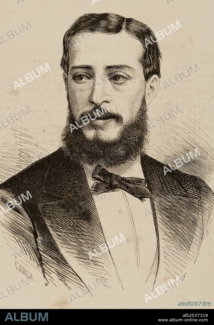 Ángel José Luis Carvajal y Fernández de Córdoba (1841-1898). Marqués de Sardoal y duque de Abrantes. Político español. Miembro del Partido Demócrata-Radical. Elegido diputado del congreso en varias legislaturas entre 1867 y 1898. Alcalde de Madrid en dos ocasiones en 1872 y 1874. Presidente de la Diputación Provincial de Madrid y Ministro de Fomento (1883-1884) en el gabinete del presidente José de Posada Herrera. Grabado de París. "La Ilustración Española y Americana", año 1872.