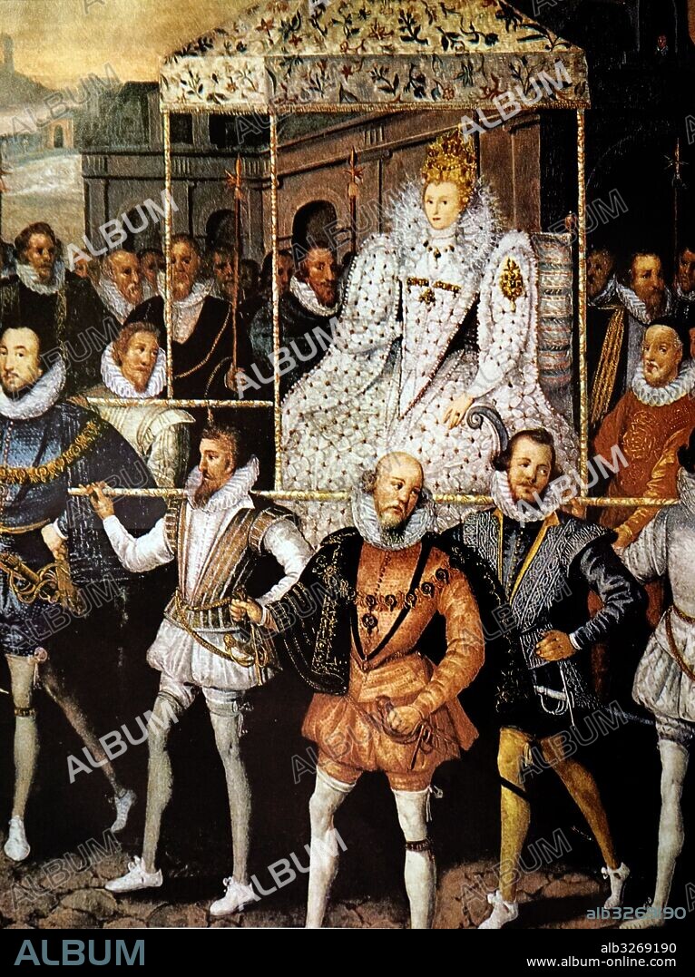 Portrait of Queen Elizabeth I of England (1533-1603) the fifth and last monarch of the Tudor dynasty. Painted by Marcus Gheeraerts the Younger (1561-1636) Dated 16th Century.