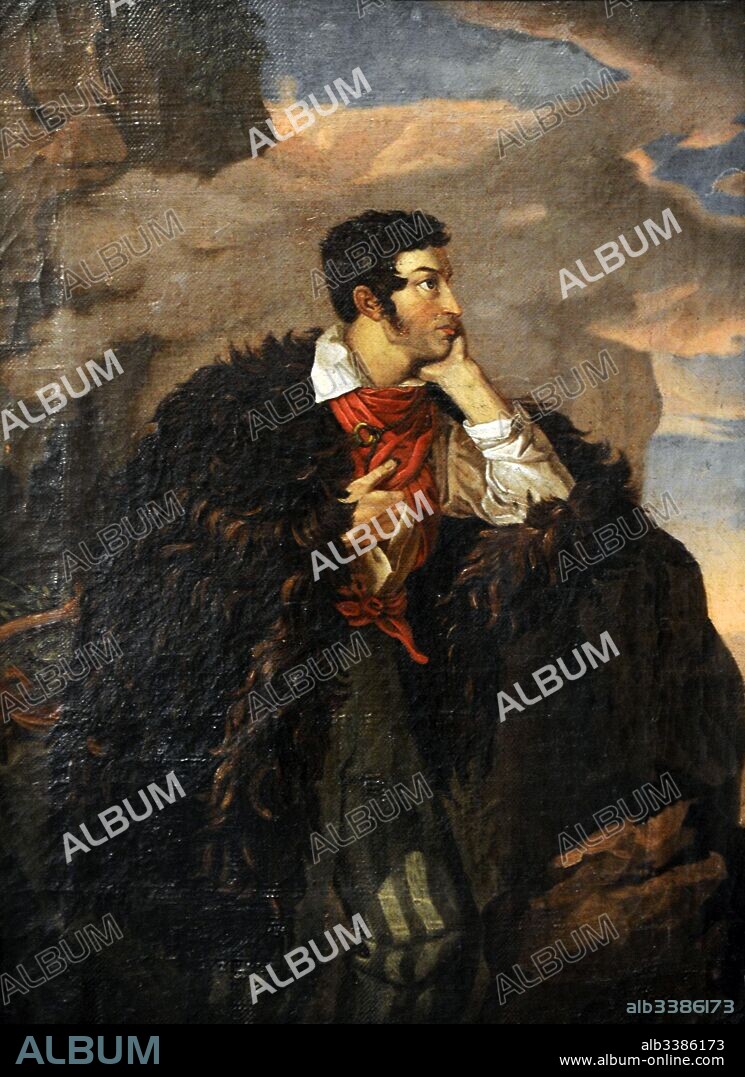 Adam Mickiewicz (Adomas Mickevicius 1798-1855). Poeta patriota polaco romántico. "Adam Mickiewicz en Crimea, en la cumbre de Ayu-Da (Cumbre del Oso), 1828. Oleo realizado por el pintor polaco de origen bielorruso Valentinas Vankavicius (Walenty Wankowicz, 1800-1842). Vilnius Picture Gallery. Vilnius. Lituania.