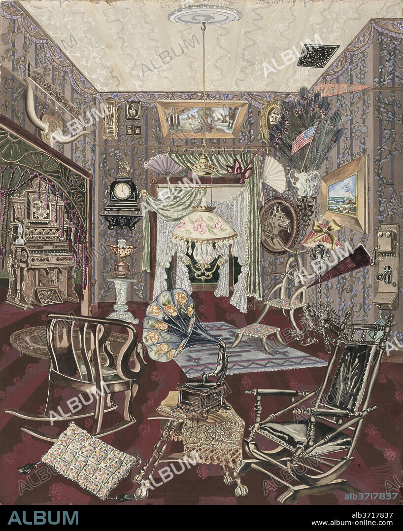 PERKINS HARNLY. Sitting Room. Dated: 1935/1942. Dimensions: overall: 56.7 x 45.7 cm (22 5/16 x 18 in.). Medium: watercolor, gouache, and graphite on paper.