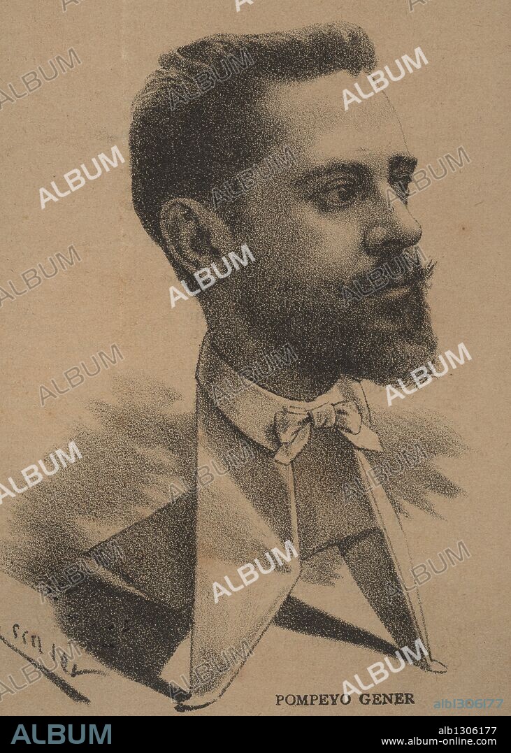 Pompeu Gener i Babot (Barcelona, 1848-1920). Polígrafo, colaborador de publicaciones como l'Avenç, l'Esquella de la Torratxa, Joventut).