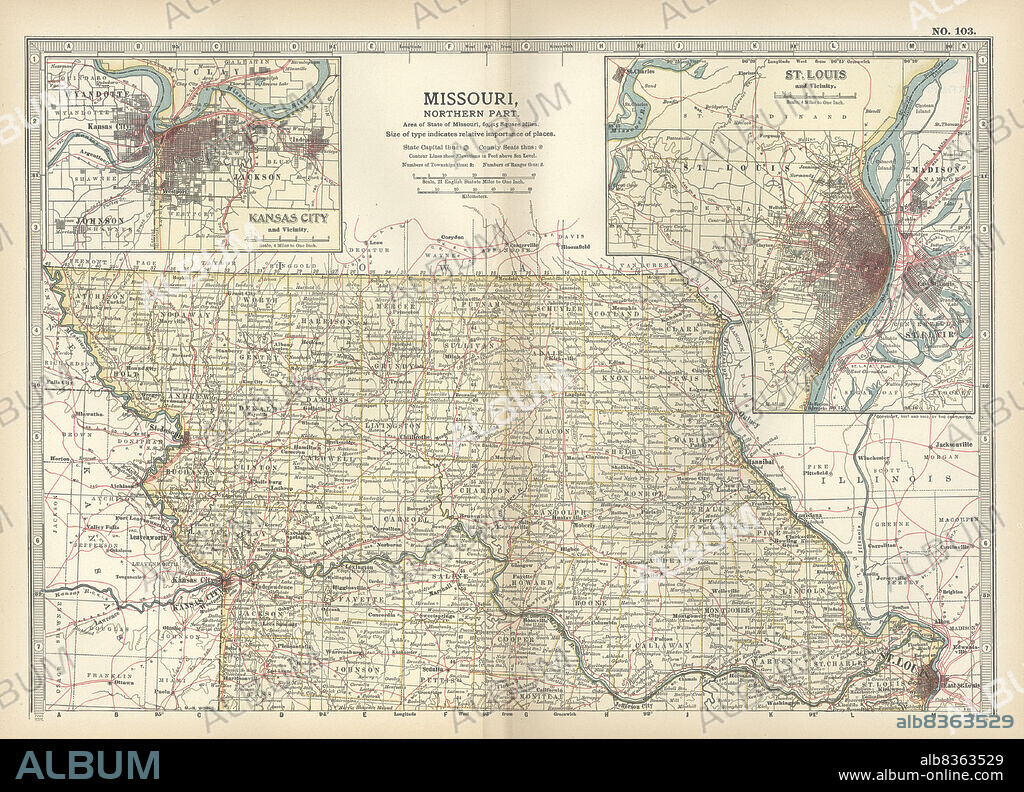 Map of the northern part of Missouri.