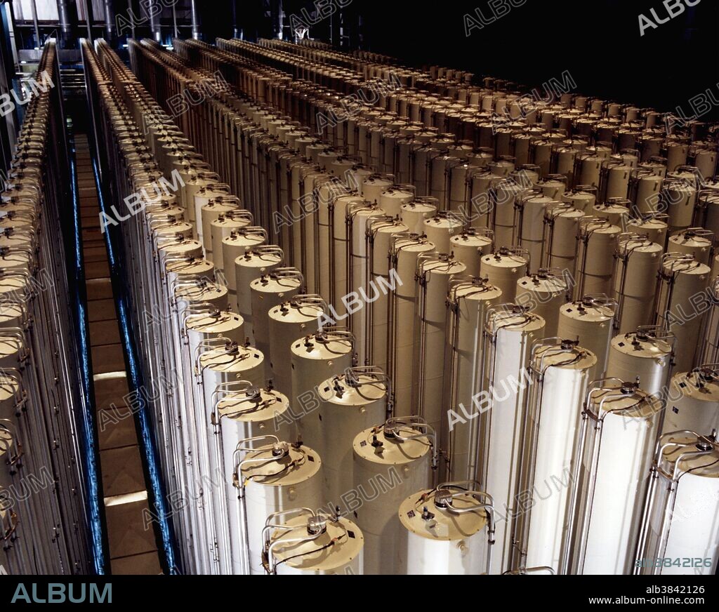 Cascade of gas centrifuges used to produce enriched uranium. This photograph is of the U.S. gas centrifuge plant in Piketon, Ohio.