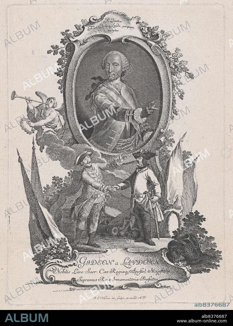 JOHANN ESAIAS NILSON. Portrait of Gideon a Laudohn, Nobbleman of Livonia (Latvia), ca. 1740-1760.