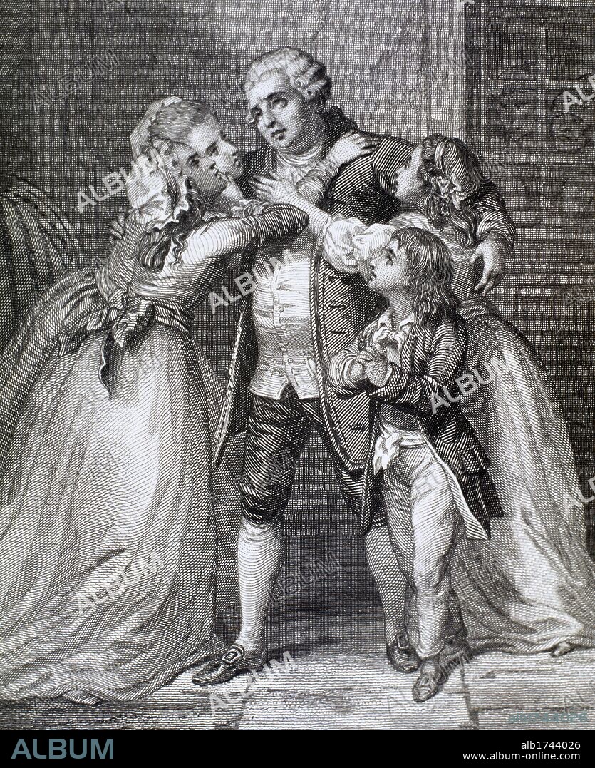 Louis XVI (1754-1793), King of France (1774-1792), says goodbye to his family to be executed, 1793.