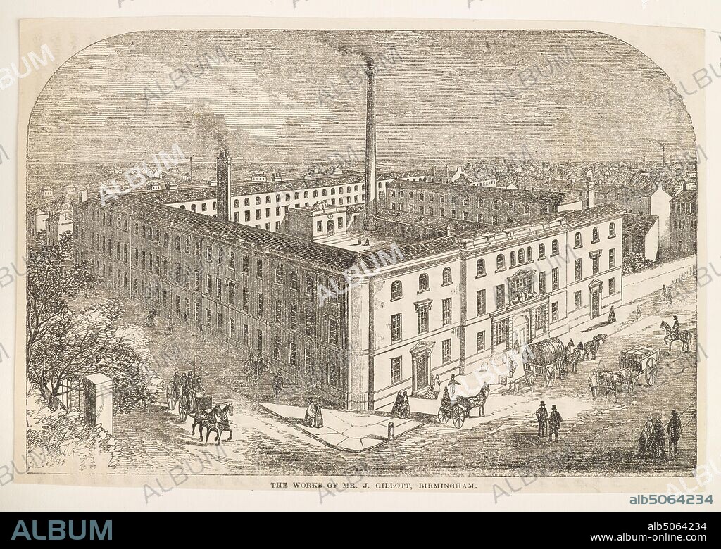 Engraving, J Gillott, Birmingham Topographical Views, Vol iv Joseph Gillott's Metallin Pen Manufactory, probably Graham St, Birmingham., Topographical Views, Science and Industry, Manufacturers, Factory, Printing, Engraving, Birmingham history.